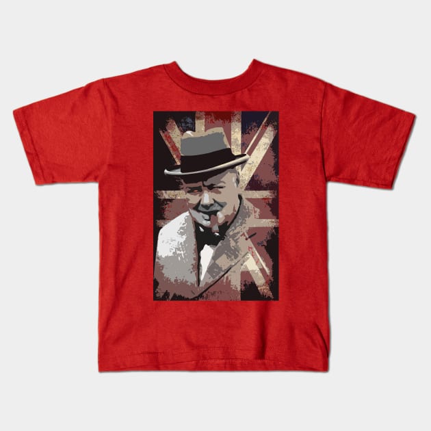 Sir Winston Churchill Kids T-Shirt by oryan80